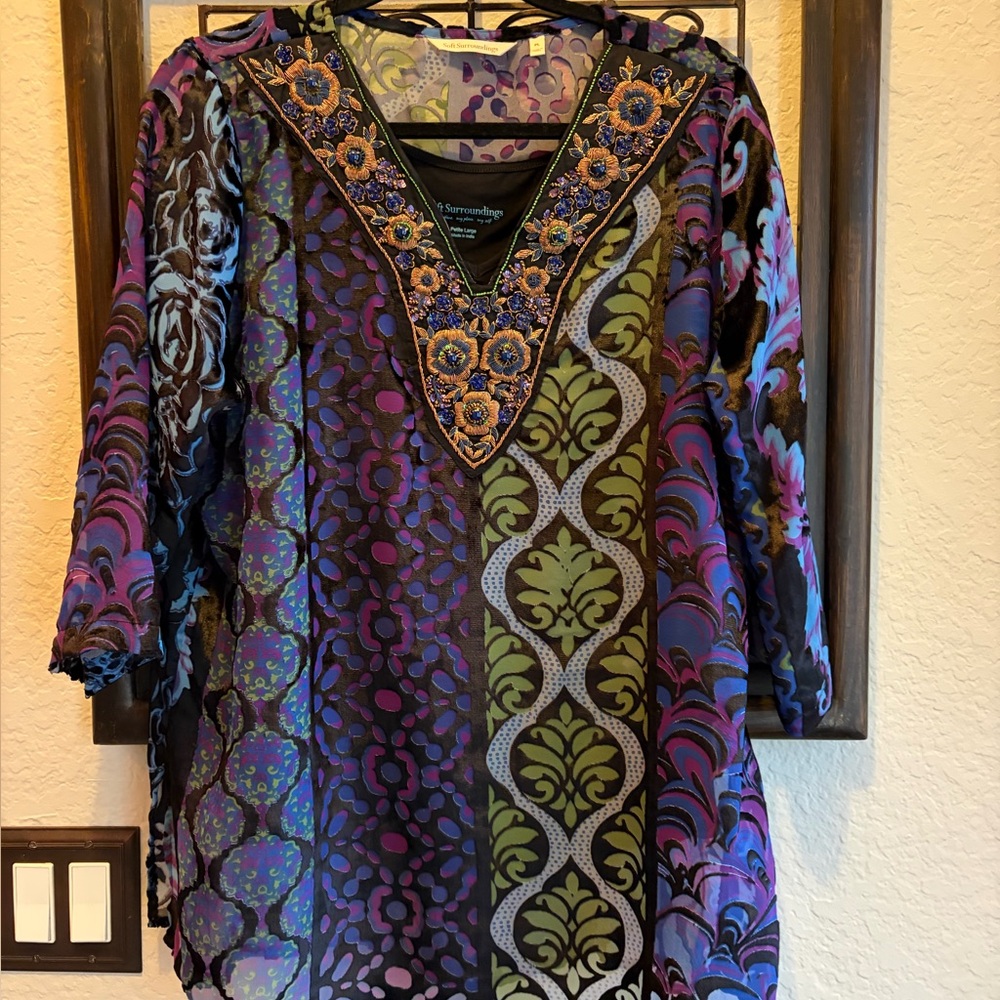 Soft Surroundings Multicolor Embroidered Tunic